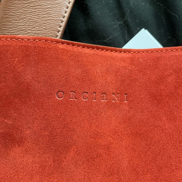 NWT Orciani Suede Tote Orange - Picture 8 of 11